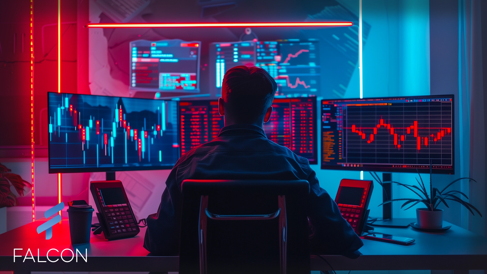 day trader in front of computer